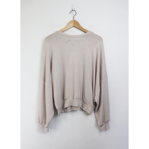 NWT Lovers + Friends Slouchy Raw Edge Sweatshirt Pullover Soft Beige Ivory Small - Picture 8 of 8